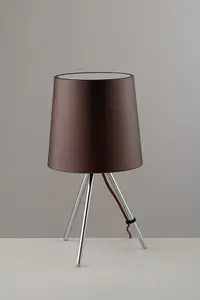 Luminosa MARLEY Table Lamp with Round Tapered Shade Brown, Aluminum Lampshade 25x43.5cm