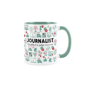 Journalist Mug - Humourous Trades Funny Novelty Gift - Tea/Coffee Hot Drinks Turquoise Ceramic Cup Present for Journalists