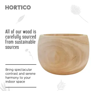 HORTICO™ Indoor Plant Pot, (Dia) 23cm ECO Round Wooden Planter for House Plants with Waterproof Liner D23 H15 cm, 2.6L