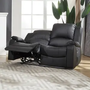 Glendale 150cm Wide 2 Seat Black Bonded Leather Electrically Operated 2 Seat Recliner Sofa