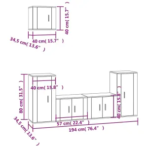 Berkfield 5 Piece TV Cabinet Set High Gloss White Engineered Wood