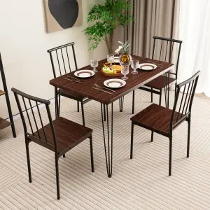 Costway 5-Piece Dining Table Set Kitchen Table 4 Chairs Set with Metal Frame