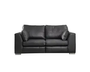 The Great British Sofa Company Verona Black Real Leather 3 & 2 Seater Sofas