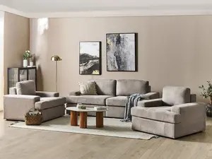 5 Seater Fabric Living Room Set Taupe ALLA