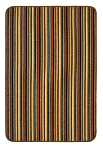 Brown Striped 8mm Thick Rectangle Mat For Bathroom, Kitchen, Easy to Clean Striped Mat - 67cm X 100cm