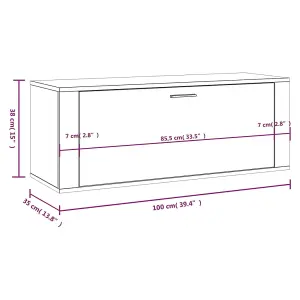 Berkfield Wall Shoe Cabinet Concrete Grey 100x35x38 cm Engineered Wood