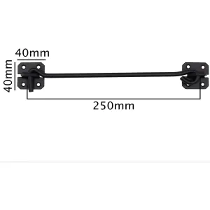 EAI Long Cabin Hook Strong Hold Back Gate or Door Hook Wire Pattern Steel - 250mm - Black