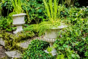 Pair of Classic Stone Cast Garden Urns