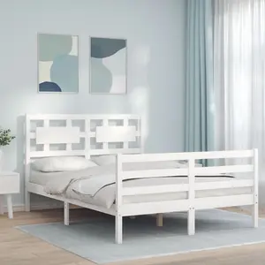 Berkfield Bed Frame with Headboard White 120x200 cm Solid Wood