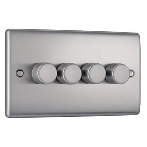 BG Nexus Quad Intelligent Led Dimmer Switch 2-Way On/Off Brushed Steel - NBS84