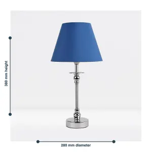 First Choice Lighting Prior - Chrome Blue Table Lamp With Shade