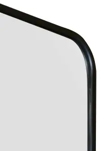 MirrorOutlet  Angulis - Black Aluminium metal curved Edge Full length Wall Leaner Mirror 68"x33" (174X85CM)