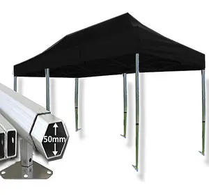 3m x 6m Extreme 50 Instant Shelter Pop Up Gazebos Frame & Canopy - Black