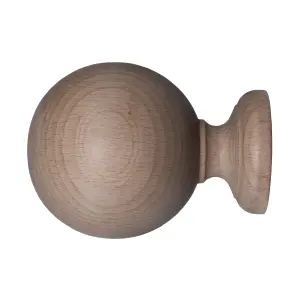 GoodHome Symi Matt Neutral Oak effect Fixed Ball Curtain pole Set, (L)2m (Dia)35mm