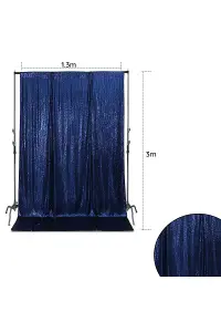 Neel Blue Shiny Fabric Sequin Backdrop Glitter Curtain, Navy Blue - 4ft x 9ft