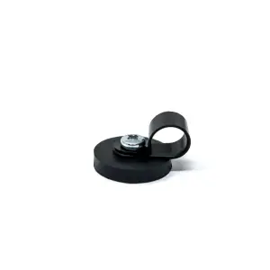 22mm dia x 6mm high Rubber Coated Cable Holding Magnet With 9.5mm Cable Clip (Black) - 4.3kg Pull (Pack of 1)