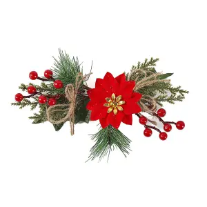 Christmas Flower Swag Decorations Limited Berry & Holly Stem