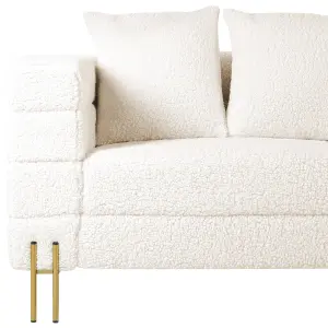 3 Seater Boucle Sofa White GRANNA