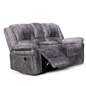 Galaxy 3 + 2 Electric Reclining Grey Plush Velvet Fabric Sofa Suite