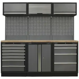 Premium Garage Storage System with Pressed Wood Worktop - 2040mm x 485mm x 2000mm