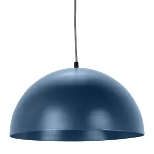 ValueLights Stassi Navy Blue Dome Ceiling Pendant Hanging Light Fitting for Living Room Kitchen - LED Bulb Included