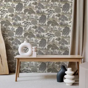 Fine Decor Zen Toile Natural Wallpaper