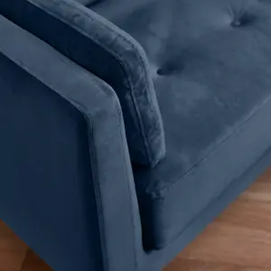 Furniturebox UK Evelyn 3-Seater Velvet Sofa in Navy On Wooden Frame