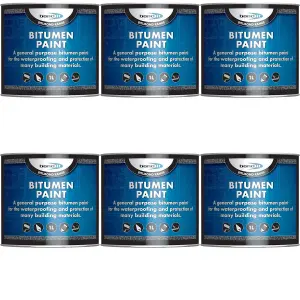 Bond-It Bitumen Paint  Solvent-borne bituminous black paint waterproofing 1L - Pack of 6