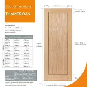 Thames Oak Internal Door - Unfinished