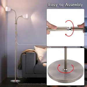 180cm E14 Base Bronze Metal Double Headed Floor Lamp Floor Light with Individual Switch For Bedroom Living Room