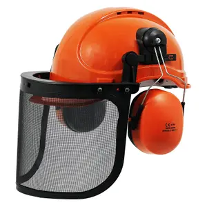 SPARES2GO Chainsaw Safety Helmet with Mesh Visor and Ear Muffs