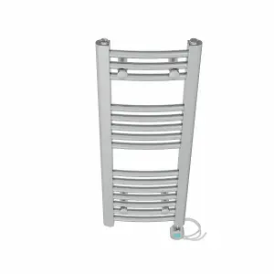 Right Radiators Prefilled Thermostatic WiFi Electric Heated Towel Rail Curved Bathroom Ladder Warmer - Chrome 800x300 mm