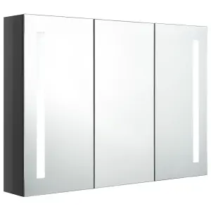 Berkfield LED Bathroom Mirror Cabinet 89x14x62 cm Shining Grey