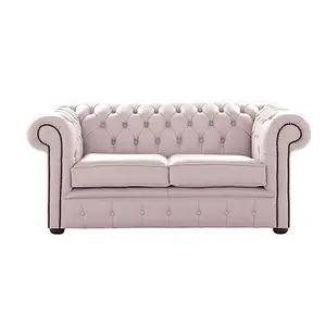 Chesterfield 2 Seater Shelly Blossom Leather Sofa Settee Bespoke In Classic Style