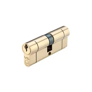 Eurospec Polished Brass MP5 90MM EURO DOUBLE CYLINDER - KTD - (ARCHITECTURAL) (CYB71290PB/KD)