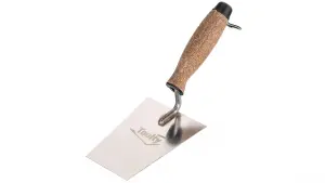 Toolty Bucket Trowel with Wooden Handle 140mm Stainless Steel for Scooping and Scraping Mortar Cement Plaster Masonry Brickwork K