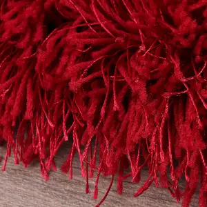 Red Plain Shaggy Handmade Plain Sparkle Rug for Bedroom & Living Room-120cm X 170cm