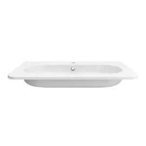 GoodHome Nevado Satin White Rectangular Vanity Basin (W)80.4cm