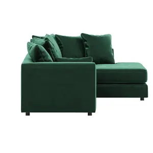 Brooklyn Plush Velvet 3 to 4 Seater L Shaped Corner Sofa Foam Green Right Hand Facing