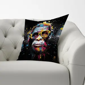 Coloured Splashart Monkey Face Cushions 60cm x 60cm