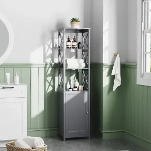 Waterproof Antifungal Wooden Bathroom Tall Cabinet with 3 Shelves 160cm H x 40cm W x 30cm D