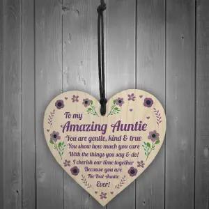 Auntie Birthday Gift Mothers Day Gift From Niece And Nephew Wooden Heart Keepsake