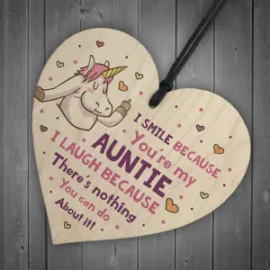 Funny Rude Auntie Gift Wooden Heart Auntie Sister Gift For Birthday Christmas Keepsake Gift