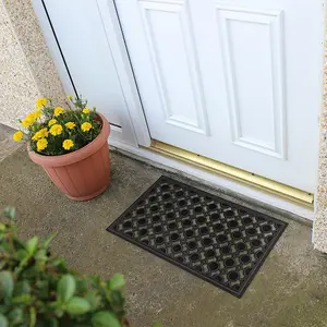 Circles Design Outdoor Rubber Scraper Door Mat 40cm x 70cm