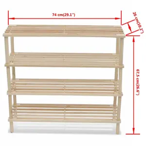 Berkfield 4-Tier Shoe Racks 2 pcs Solid Fir Wood