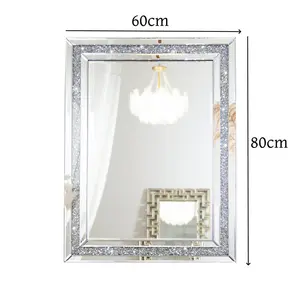 Decorative Wall Mounted Mirror Large Rectangular Silver Mirror 60*80cm