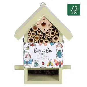 Charming Wooden Bug and Bee Hotel, House. Includes Metal Hanger. H24.5 cm