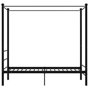 Berkfield Canopy Bed Frame Black Metal 90x200 cm