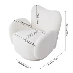 360-degree Upholstered Teddy Fleece Swivel Chair for Living Room,Bedroom,Off-white