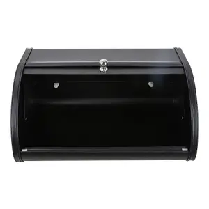 Black Metal Bread Bins Bread Box with lid,Bread Bin,Bread Container W 35 x D 26 x H 17 cm